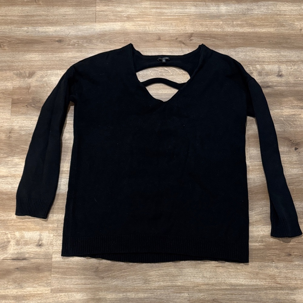 Express Black V-Neck Back Cutout Sweater